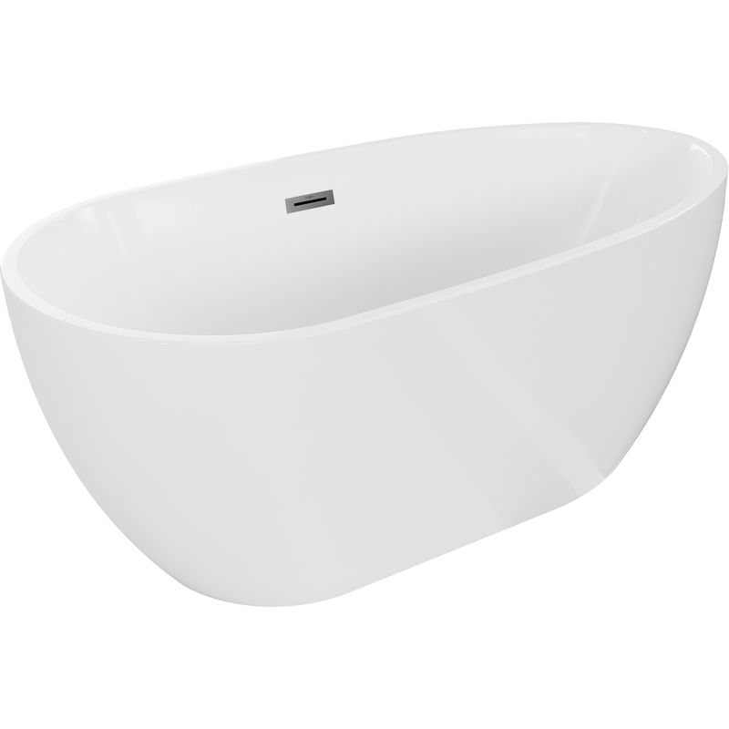Mexen Eos fritstående badekar 150 x 75 cm hvid med overløb gun metal 1 stk.