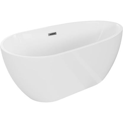 Mexen Eos fritstående badekar 150 x 75 cm hvid med overløb gun metal 1 stk.