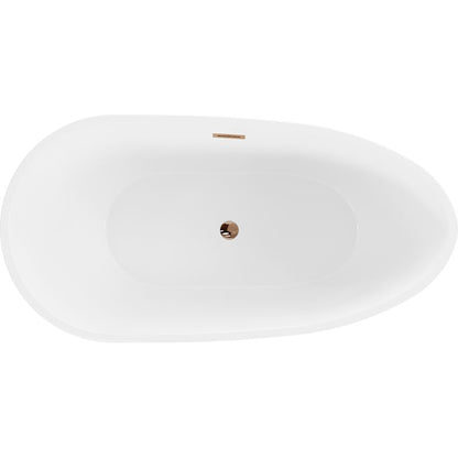 Fritstående badekar Mexen Eos 150 x 75 cm hvid med overløb i rosa guld 1 stk.
