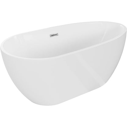 Mexen Eos fritstående badekar 170 x 75 cm hvid med overløb i krom, 1 stk.