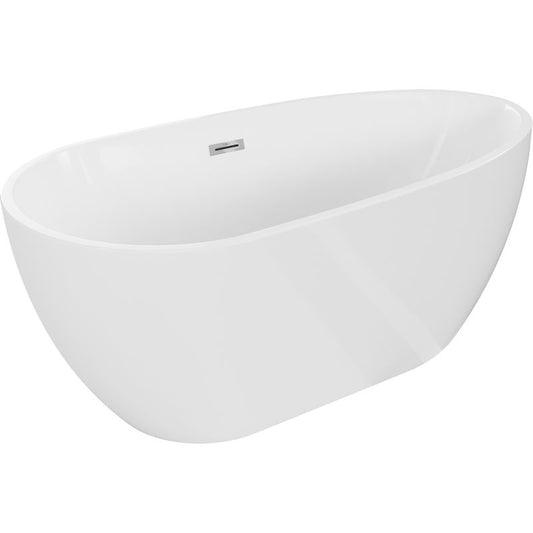 Mexen Eos fritstående badekar 170 x 75 cm hvid med overløb i krom, 1 stk.