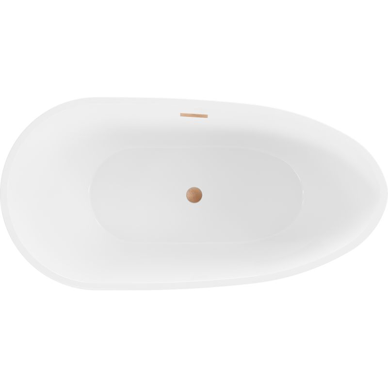 Fritstående badekar Mexen Eos 170 x 75 cm hvid med overløb i børstet kobber, 1 stk.