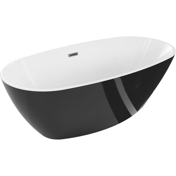 Fritstående badekar Mexen Eris 155 x 80 cm hvid/sort med overløb gun metal 1 stk.