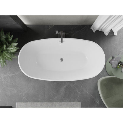 Fritstående badekar Mexen Eris 180 x 80 cm hvid/sort med overløb gun gray børstet 1 stk.
