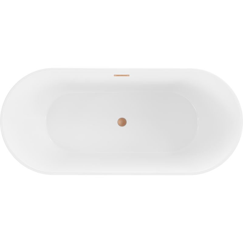 Mexen Flavia fritstående badekar 150 x 75 cm hvid/sort med børstet kobber overløb, 1 stk.