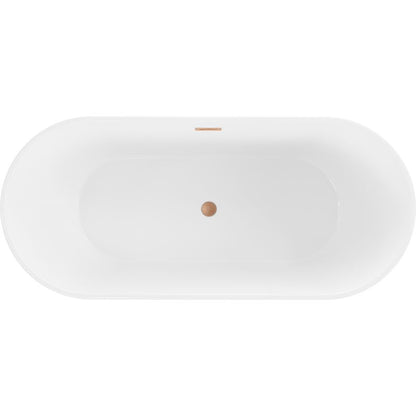 Mexen Flavia fritstående badekar 150 x 75 cm hvid/sort med børstet kobber overløb, 1 stk.