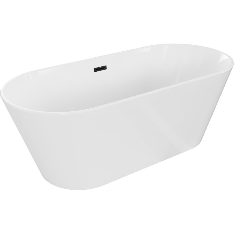Fritstående badekar Mexen Flavia 150 x 75 cm hvid med sort overløb, 1 stk.