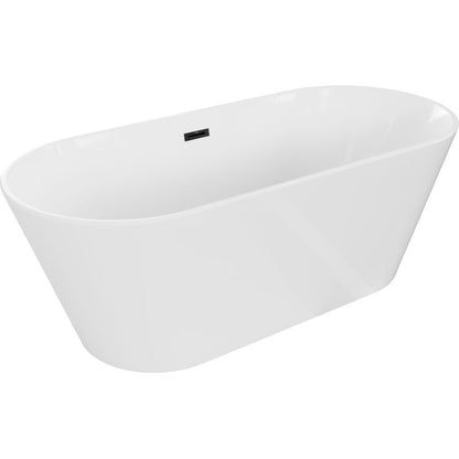 Fritstående badekar Mexen Flavia 150 x 75 cm hvid med sort overløb, 1 stk.