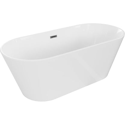 Fritstående badekar Mexen Flavia 150 x 75 cm hvid med gun gray børstet overløb, 1 stk.