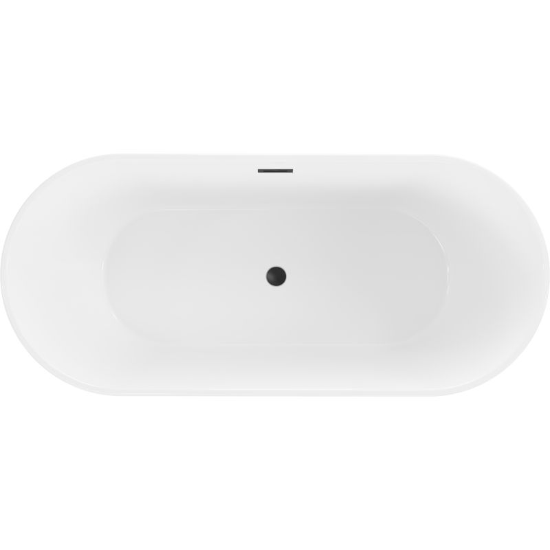 Mexen Flavia fritstående badekar 160 x 75 cm hvid/sort med sort overløb, 1 stk.