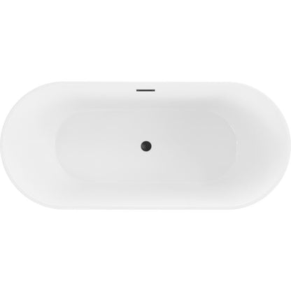 Mexen Flavia fritstående badekar 160 x 75 cm hvid/sort med sort overløb, 1 stk.