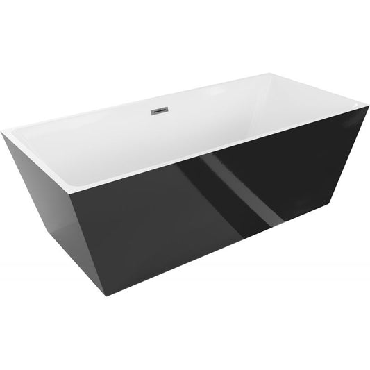 Fritstående badekar Mexen Lita 170 x 75 cm hvid/sort med overløb gun metal 1 stk.