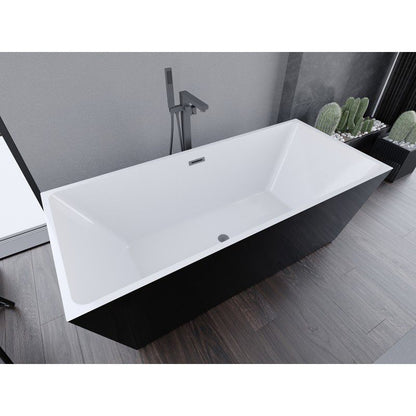 Fritstående badekar Mexen Lita 170 x 75 cm hvid/sort med overløb gun metal 1 stk.