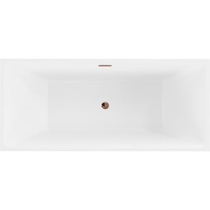 Fritstående badekar Mexen Lita 170 x 75 cm hvid/sort med overløb i rosaguldfinish, 1 stk.