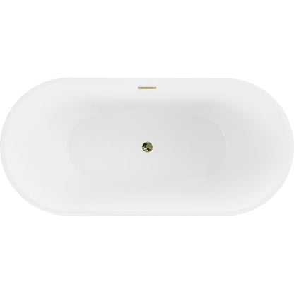 Mexen Luna fritstående badekar 150 x 75 cm hvid/sort med guldfarvet overløb, 1 stk.