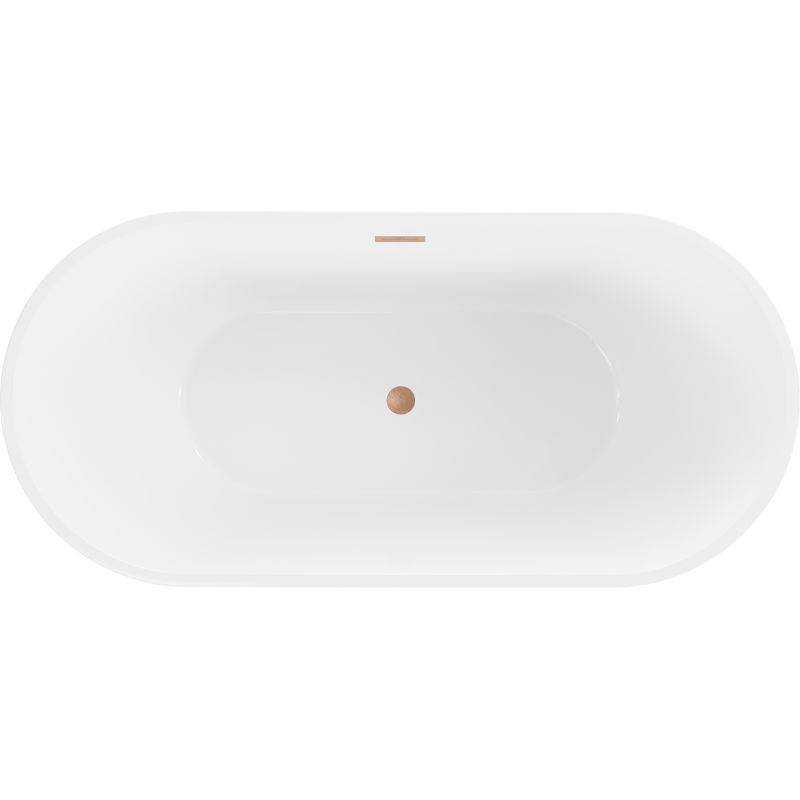 Fritstående badekar Mexen Luna 150 x 75 cm hvid med overløb og børstet kobberfinish, 1 stk.
