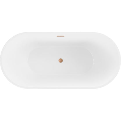 Fritstående badekar Mexen Luna 150 x 75 cm hvid med overløb og børstet kobberfinish, 1 stk.