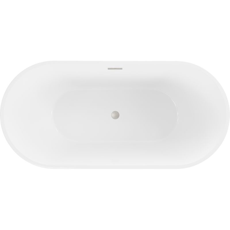 Mexen Luna fritstående badekar 170 x 80 cm hvid med overløb i børstet nikkel, 1 stk.