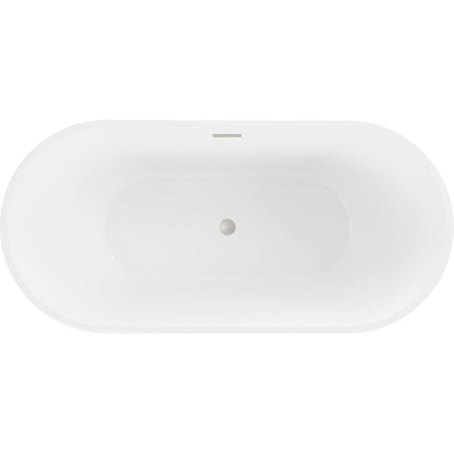 Mexen Luna fritstående badekar 170 x 80 cm hvid med overløb i børstet nikkel, 1 stk.