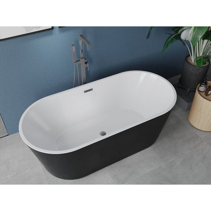 Fritstående badekar Mexen Luna 180 x 80 cm hvid/sort med overløb gun metal 1 stk.