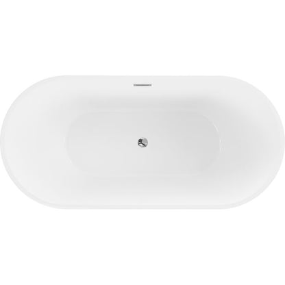 Mexen Luna fritstående badekar 180 x 80 cm hvid med overløb og krom