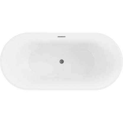 Mexen Luna fritstående badekar 180 x 80 cm hvid med overløb gun metal 1 stk.
