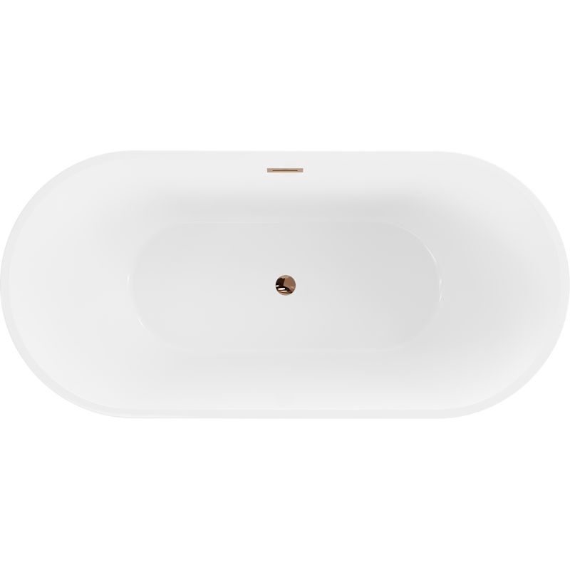 Fritstående badekar Mexen Luna 180 x 80 cm hvid med overløb i rosa guld, 1 stk.