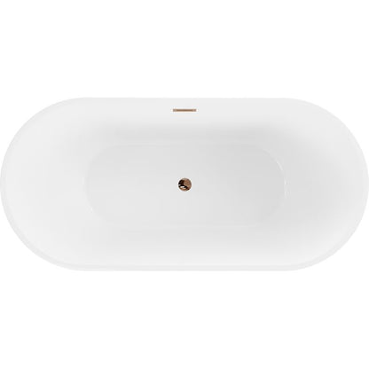 Fritstående badekar Mexen Luna 180 x 80 cm hvid med overløb i rosa guld, 1 stk.