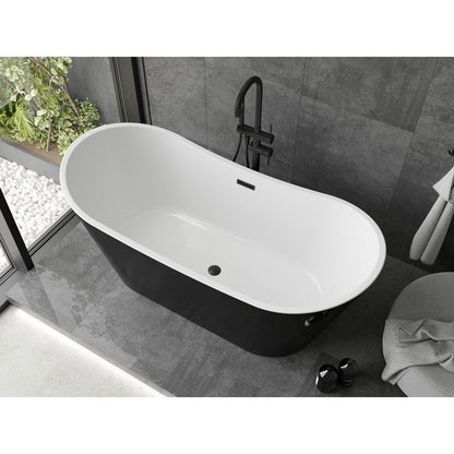 Fritstående badekar Mexen Montana 180 x 90 cm hvid/sort med sort overløb, 1 stk.