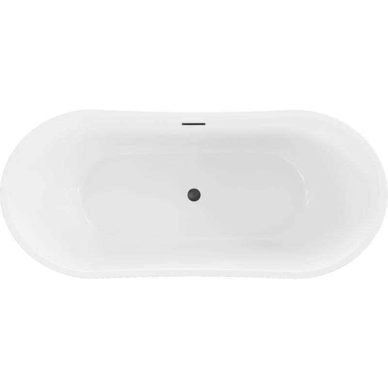 Fritstående badekar Mexen Montana 180 x 90 cm hvid/sort med sort overløb, 1 stk.