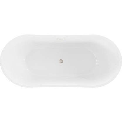 Fritstående badekar Mexen Montana 180 x 90 cm hvid/sort med overløb i børstet nikkel, 1 stk.