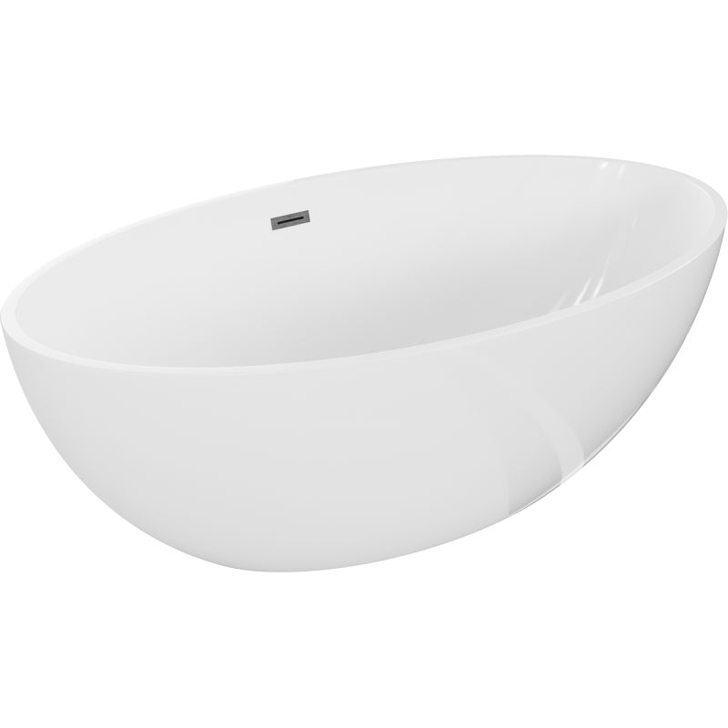 Fritstående badekar Mexen Nike 175 x 100 cm hvid med overløb gun gray børstet 1 stk.