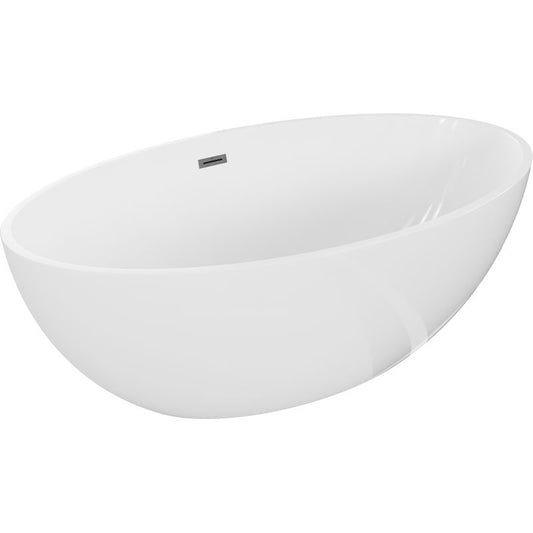 Fritstående badekar Mexen Nike 175 x 100 cm hvid med overløb gun gray børstet 1 stk.
