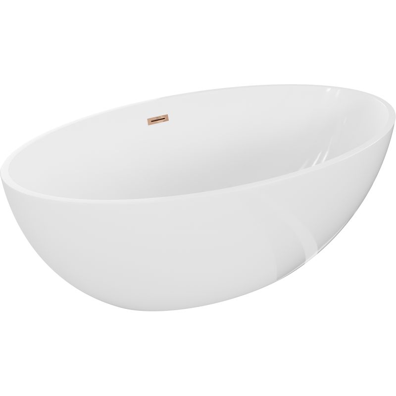 Fritstående badekar Mexen Nike 175 x 100 cm hvid med overløb i rosa guld 1 stk.