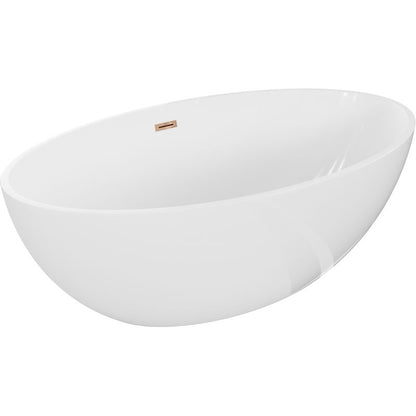 Fritstående badekar Mexen Nike 175 x 100 cm hvid med overløb i rosa guld 1 stk.