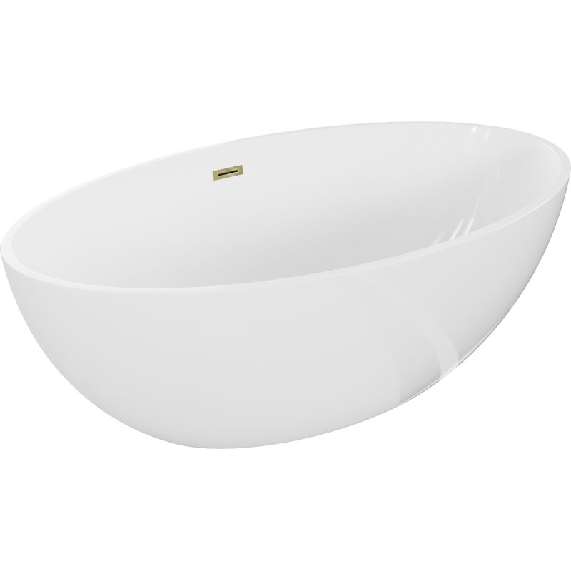 Fritstående badekar Mexen Nike 175 x 100 cm hvid med gulddryp og overløb, 1 stk.