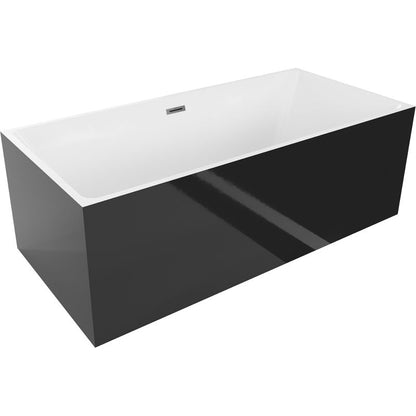 Fritstående badekar Mexen Nita 170 x 80 cm hvid/sort med overløb gun metal 1 stk.