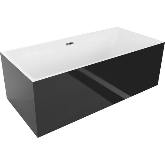 Fritstående badekar Mexen Nita 170 x 80 cm hvid/sort med overløb gun metal 1 stk.