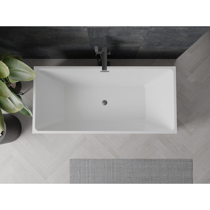 Fritstående badekar Mexen Nita 170 x 80 cm hvid/sort med overløb gun metal 1 stk.