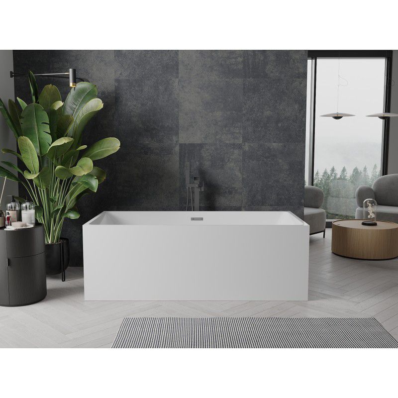 Fritstående badekar Mexen Nita 170 x 80 cm hvid med overløb i gun metal, 1 stk.