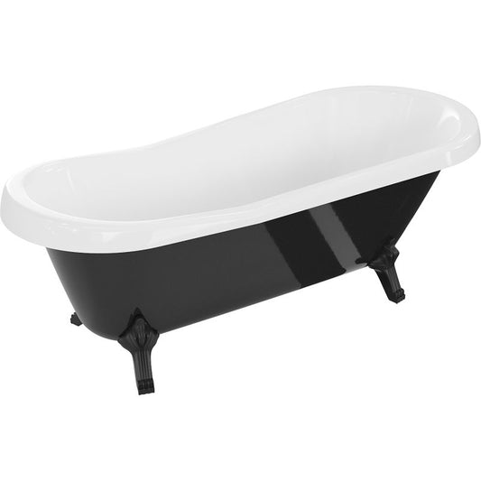 Mexen Retro fritstående badekar 170 x 75 cm hvid/sorte ben, sorte ben, 1 stk.