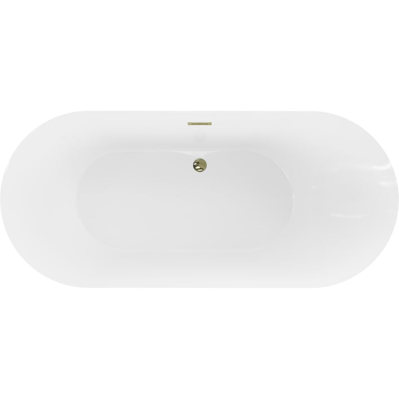 Fritstående badekar Mexen Roxy 180 x 85 cm hvid/sort med guldfarvet overløb, 1 stk.