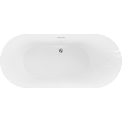 Fritstående badekar Mexen Roxy 180 x 85 cm hvid med overløb i krom, 1 stk.