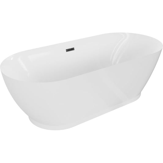 Fritstående badekar Mexen Roxy 180 x 85 cm hvid med sort overløb, 1 stk.
