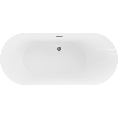 Mexen Roxy fritstående badekar 180 x 85 cm hvid med overløbsåbning gun metal 1 stk.