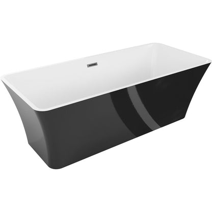 Fritstående badekar Mexen Tonia 170 x 75 cm hvid/sort med overløb gun metal 1 stk.