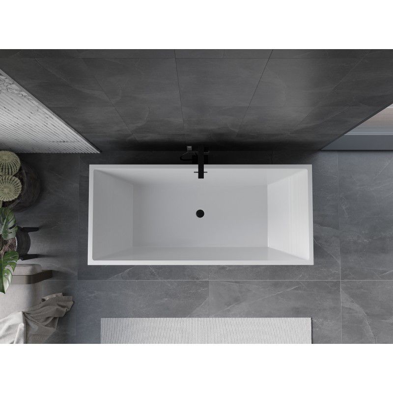 Fritstående badekar Mexen Vigo 178,5 x 80 cm hvid/sort med sort overløb, 1 stk.