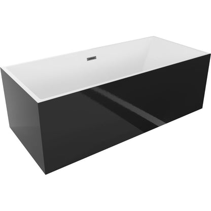 Fritstående badekar Mexen Vigo 178,5 x 80 cm hvid/sort med overløb gun gray børstet 1 stk.