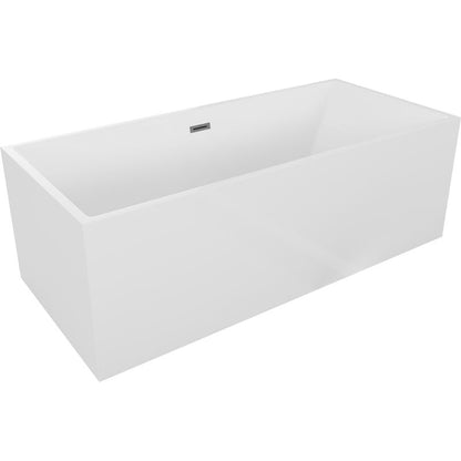 Fritstående badekar Mexen Vigo 178,5 x 80 cm hvid med gun gray børstet overløb, 1 stk.