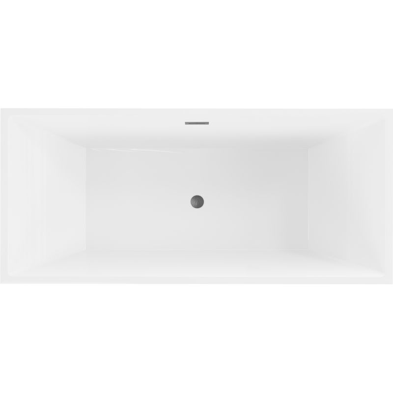 Fritstående badekar Mexen Vigo 178,5 x 80 cm hvid med gun gray børstet overløb, 1 stk.